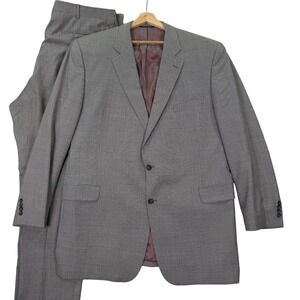 Jack Victor Mens 50XL Suit Grey Houndstooth Wool Super 110s Italian Fabric 42x34